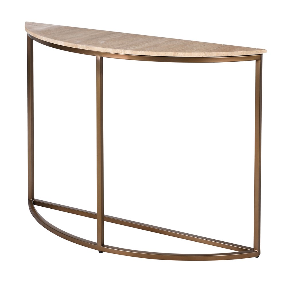 Travertine Demi-lune Console Table