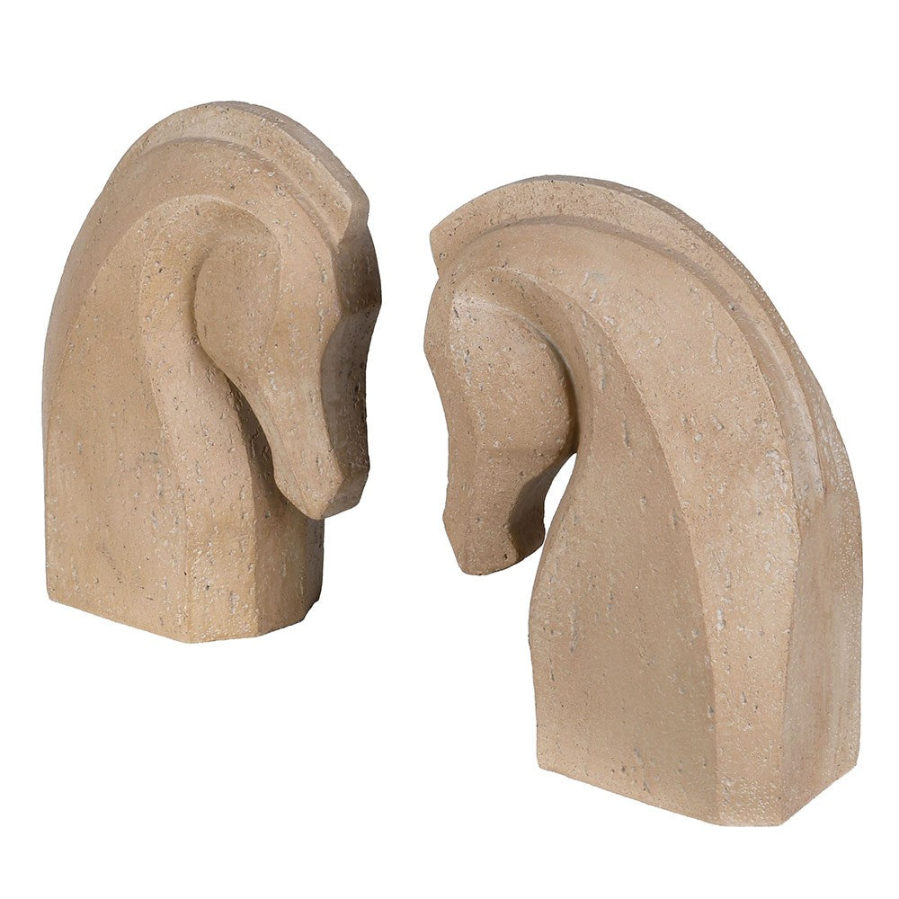 Stone Effect Horse Head Bookends