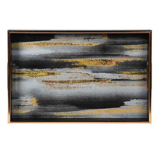 Abstract Black and Gold Decorative Tray