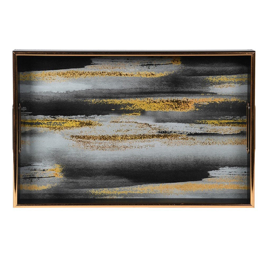 Abstract Black and Gold Decorative Tray