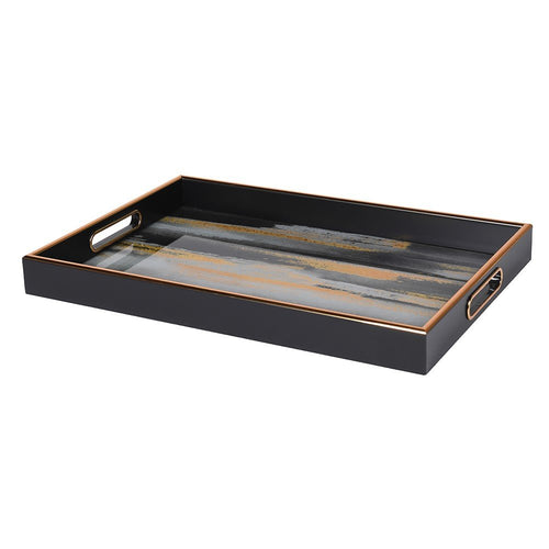 Abstract Black and Gold Decorative Tray