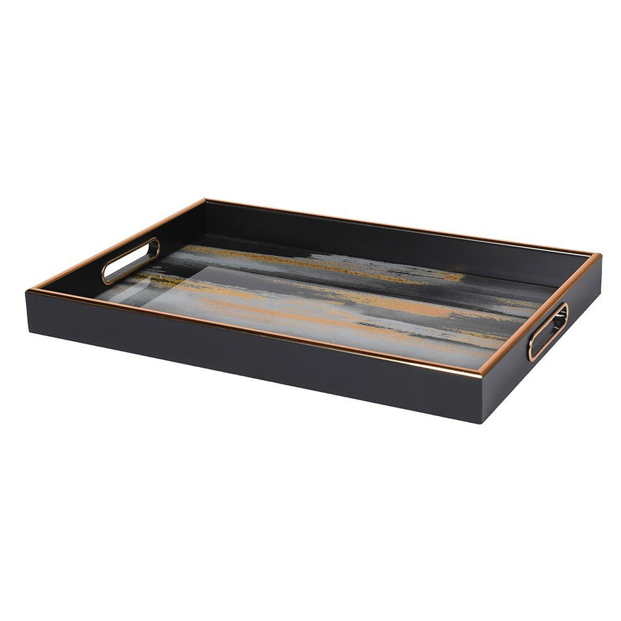 Abstract Black and Gold Decorative Tray