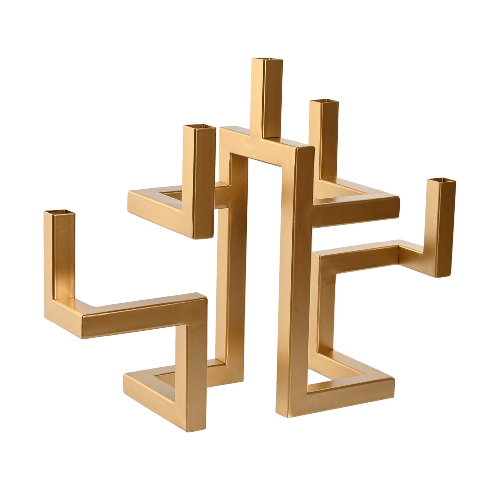 Abstract Gold Metal Pipe Candleholder
