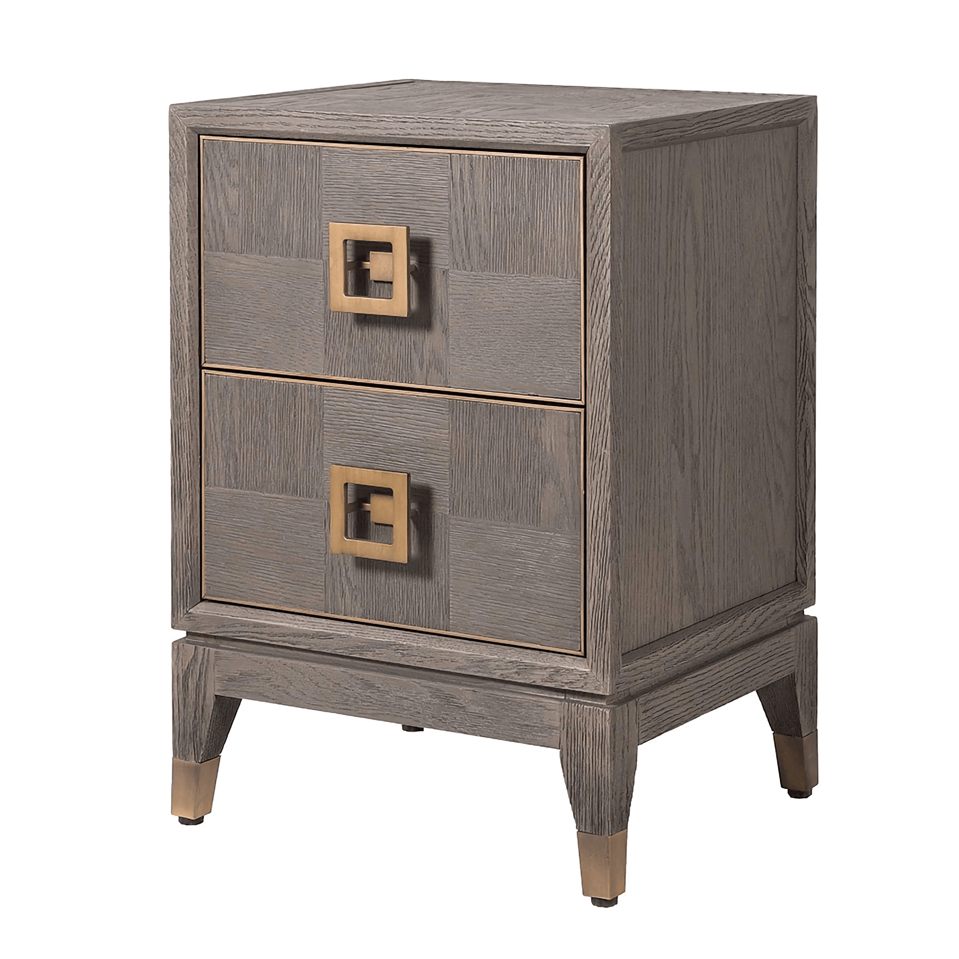 Agartha Taupe 2 Drawer Bedside Table - LUXONAS