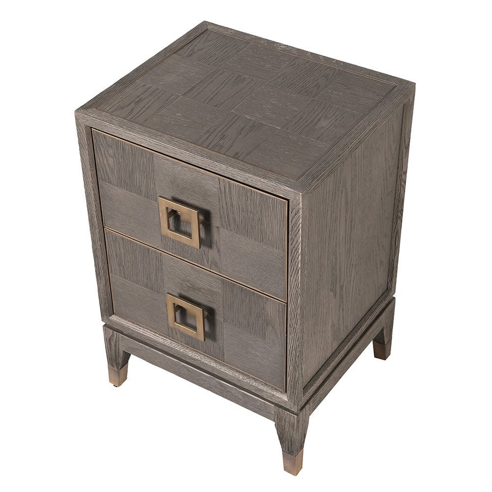 Agartha Taupe 2 Drawer Bedside Table - LUXONAS