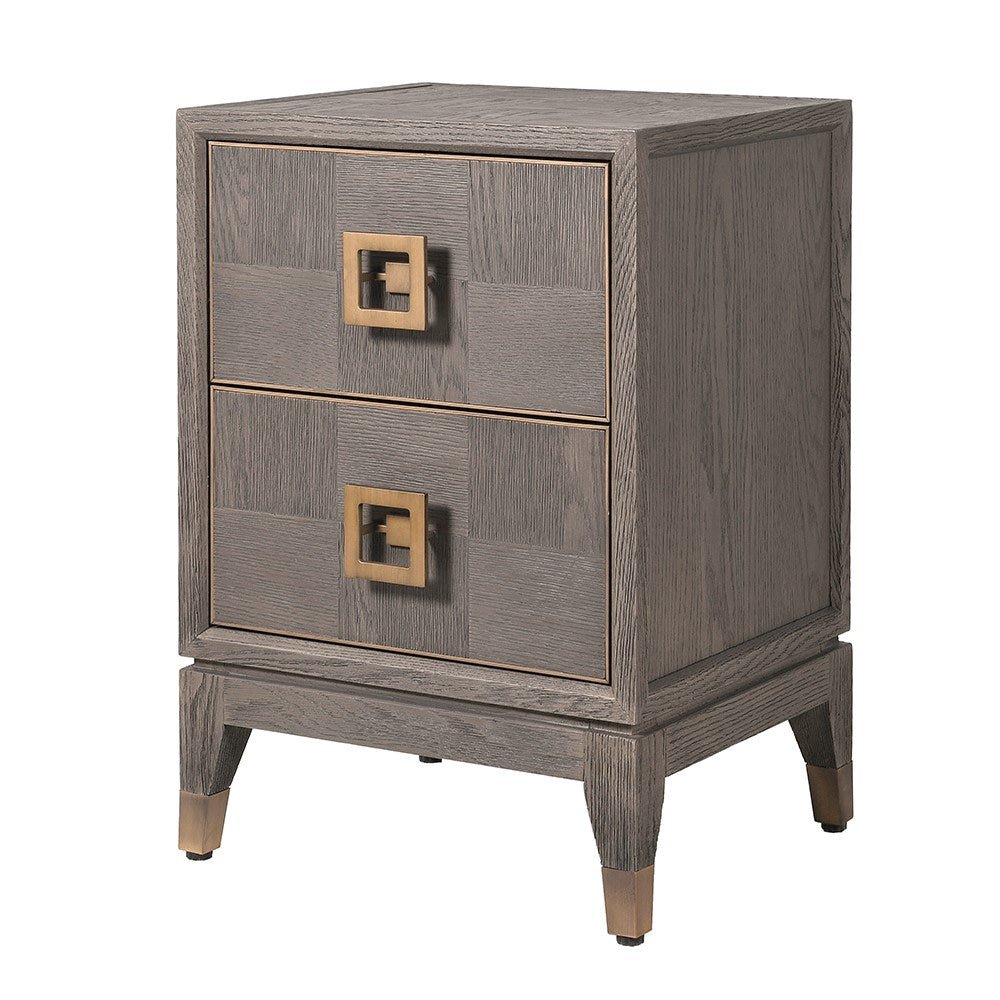 Agartha Taupe 2 Drawer Bedside Table