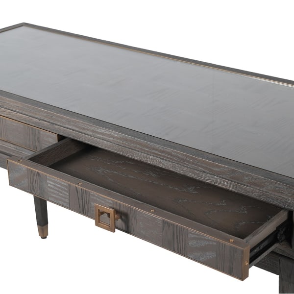 Agartha Taupe 2 Drawer Dressing Table - LUXONAS