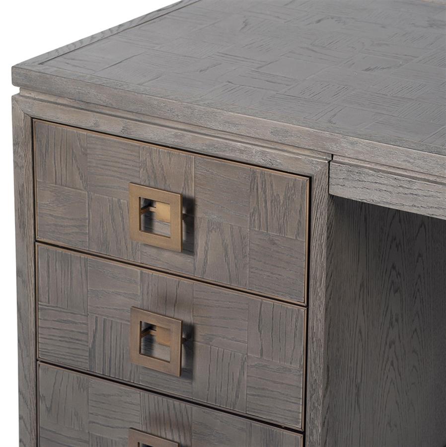 Agartha Taupe 3 Drawer Desk - LUXONAS