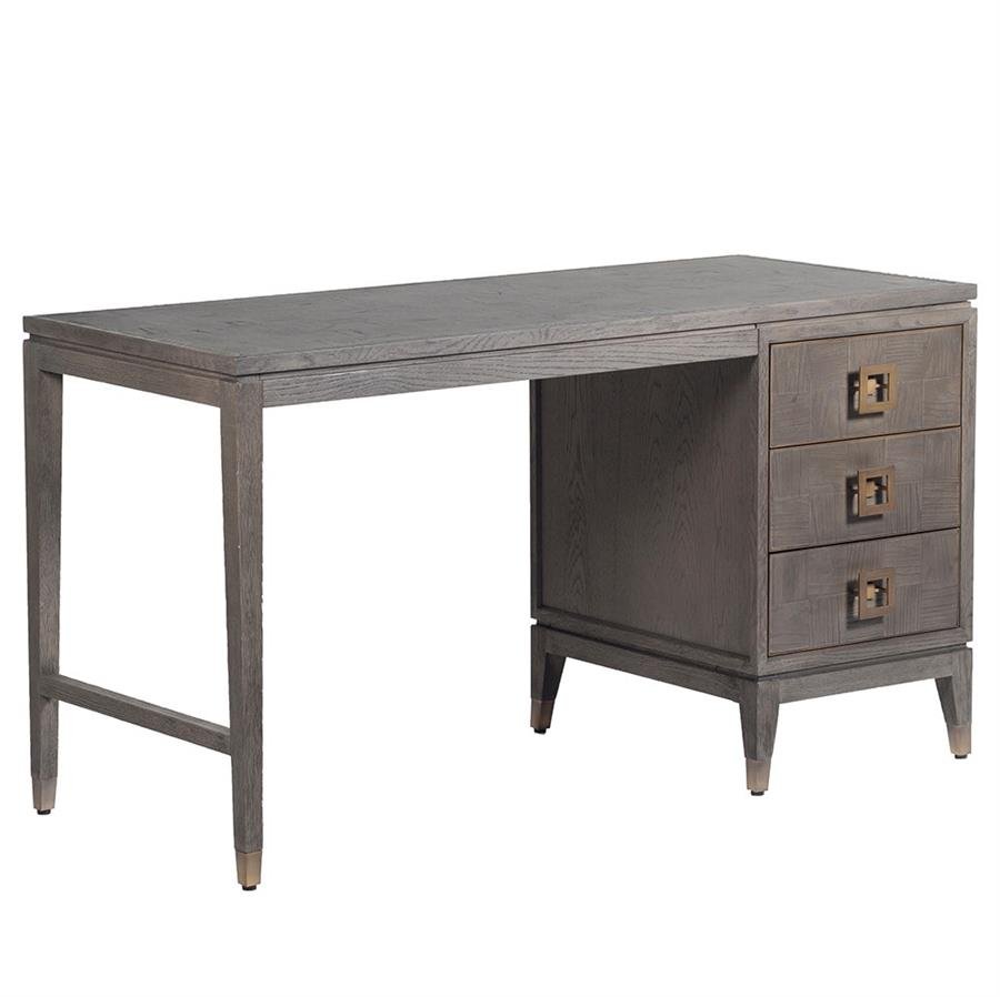 Agartha Taupe 3 Drawer Desk - LUXONAS