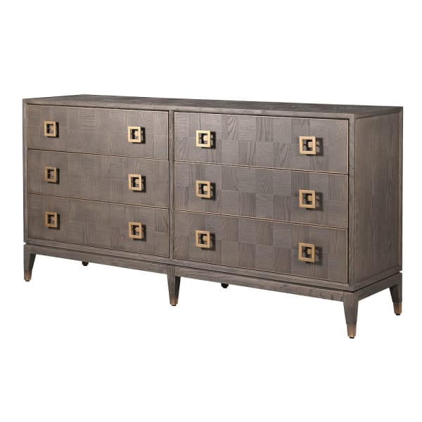 Agartha Taupe 6 Drawer Chest - LUXONAS