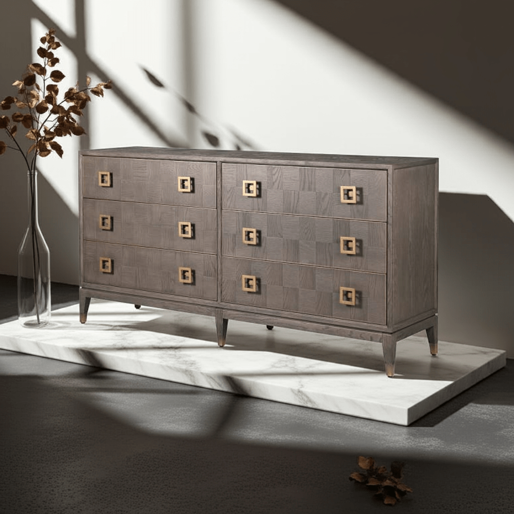 Agartha Taupe 6 Drawer Chest - LUXONAS