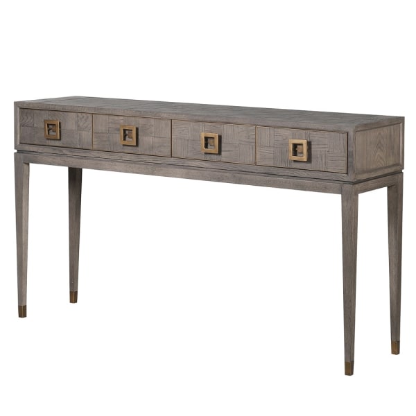 Agartha Taupe Square Console Table w/ 4 Drawers