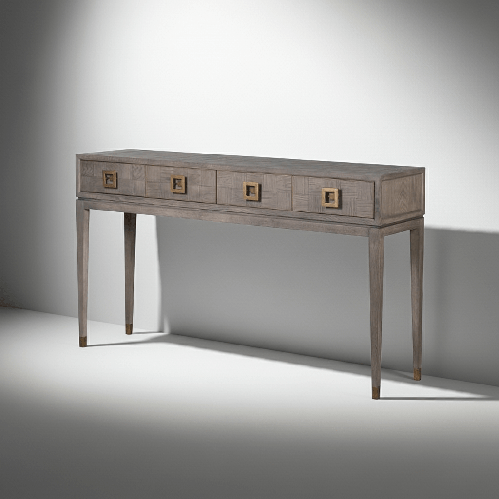 Agartha Taupe Square Console Table w/ 4 Drawers - LUXONAS
