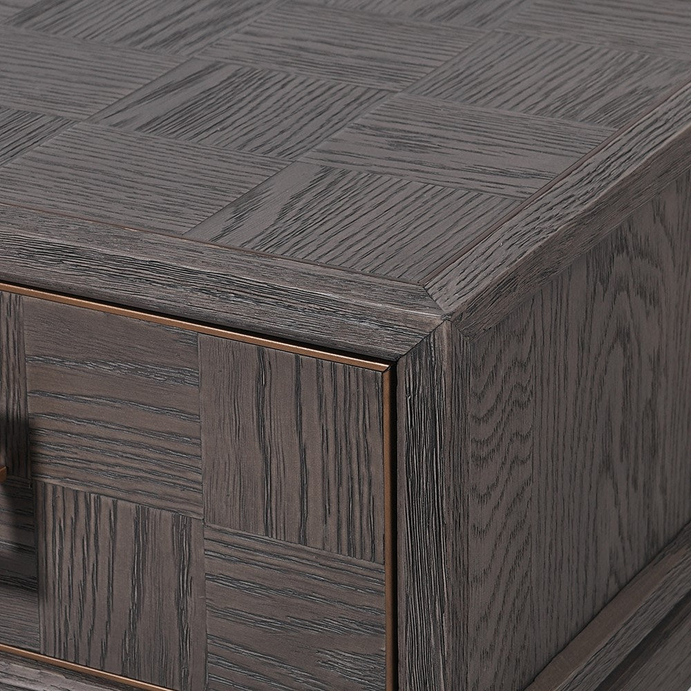 Agartha Taupe Squares 1 Drawer Bedside Table - LUXONAS