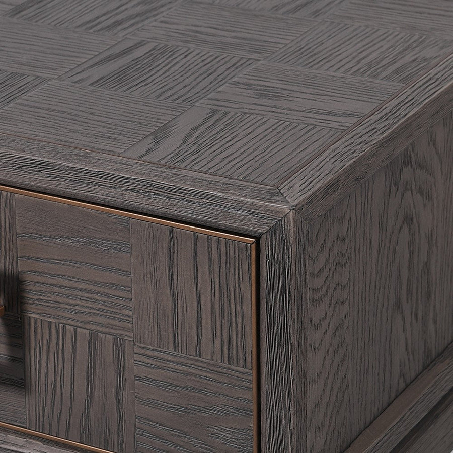 Agartha Taupe Squares 1 Drawer Bedside Table