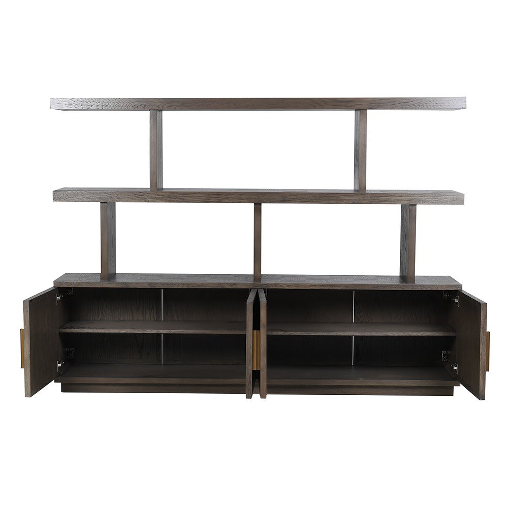 Agartha Taupe Squares 8 Door Bookcase - LUXONAS