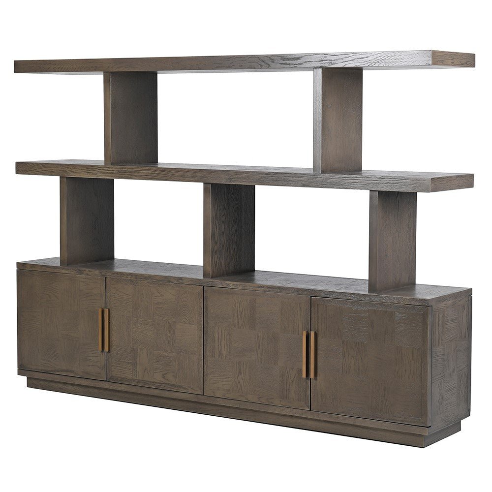 Agartha Taupe Squares 8 Door Bookcase - LUXONAS