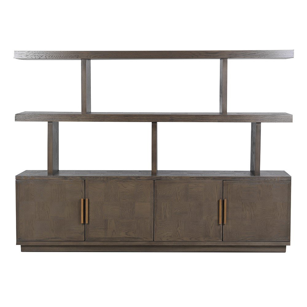 Agartha Taupe Squares 8 Door Bookcase - LUXONAS