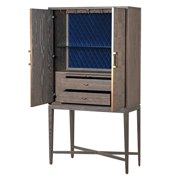 Agartha Taupe Squares Bar Cabinet - LUXONAS