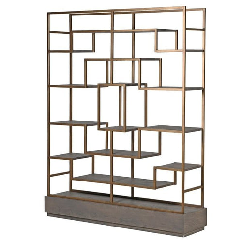 Agartha Taupe Squares Multi-Shelf Gold Unit