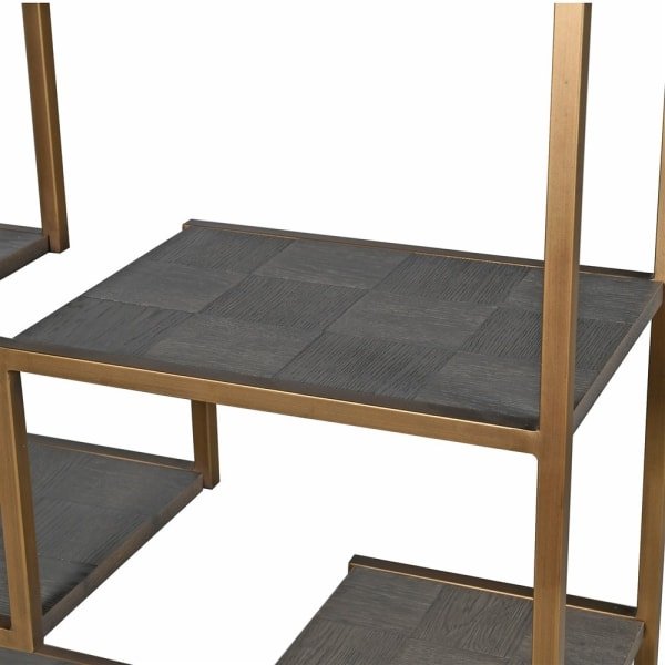 Agartha Taupe Squares Multi - Shelf Gold Unit - LUXONAS