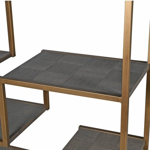 Agartha Taupe Squares Multi-Shelf Gold Unit
