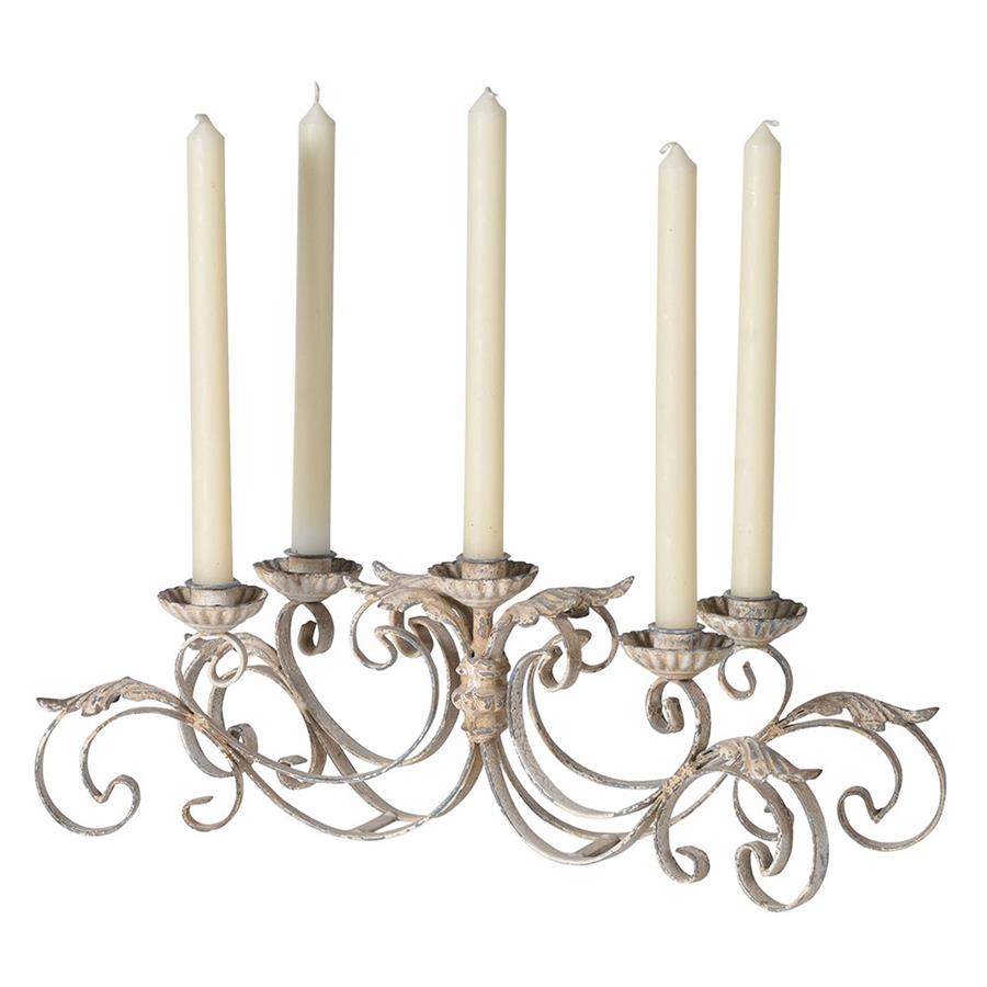 Aged Metal 5-Armed Candelabra