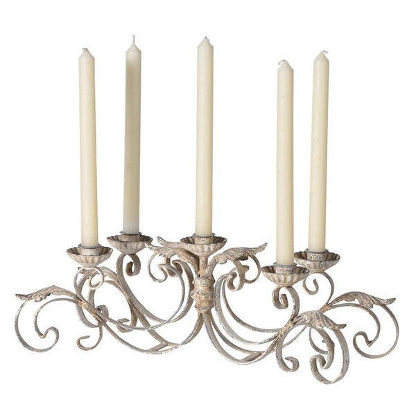 Aged Metal 5-Armed Candelabra