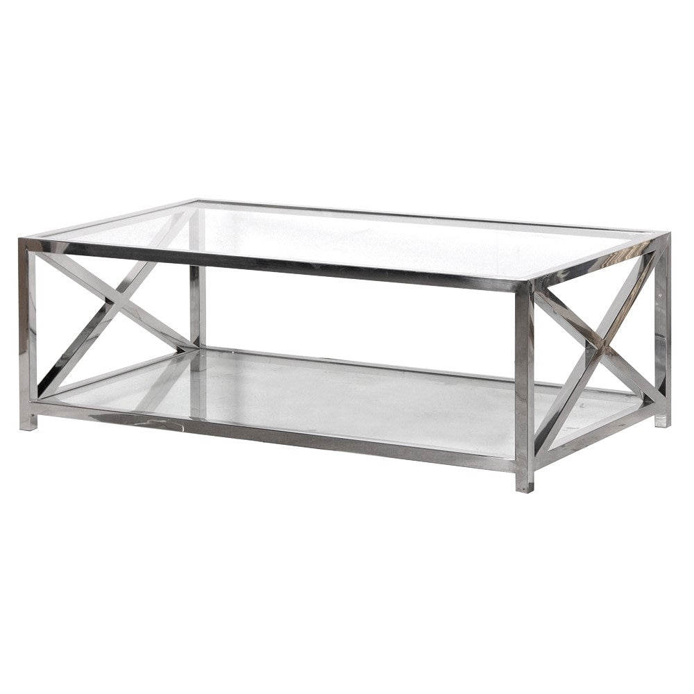 Ageo Glass & Stainless Steel Coffee Table - LUXONAS