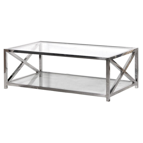 Ageo Glass & Stainless Steel Coffee Table