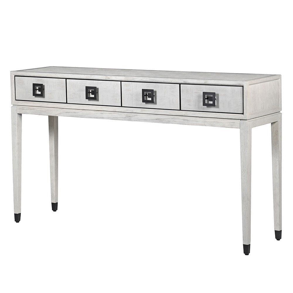 Akila Grey Squares Console Table with Drawers