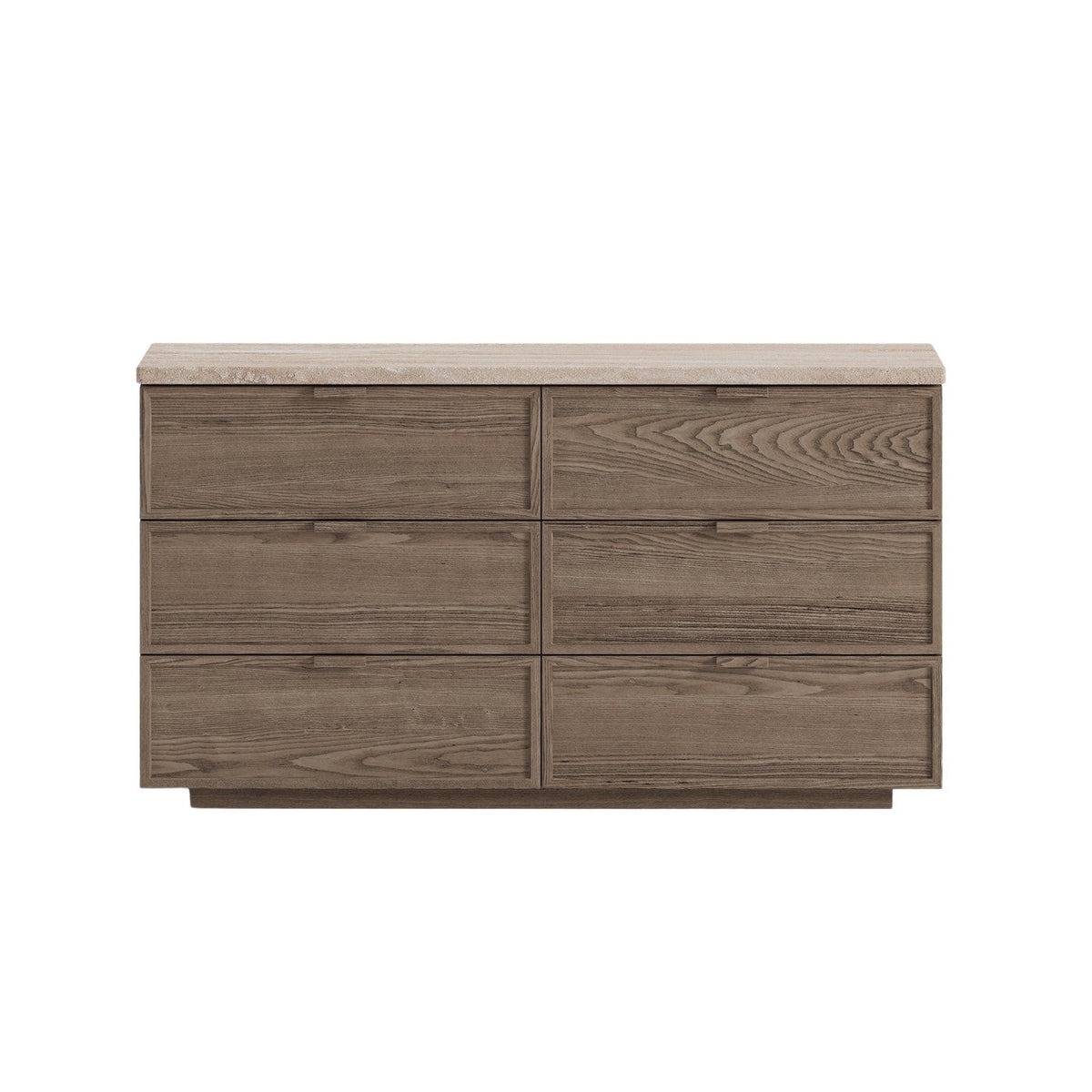 Alexander Oak & Travertine Six-Drawer Chest