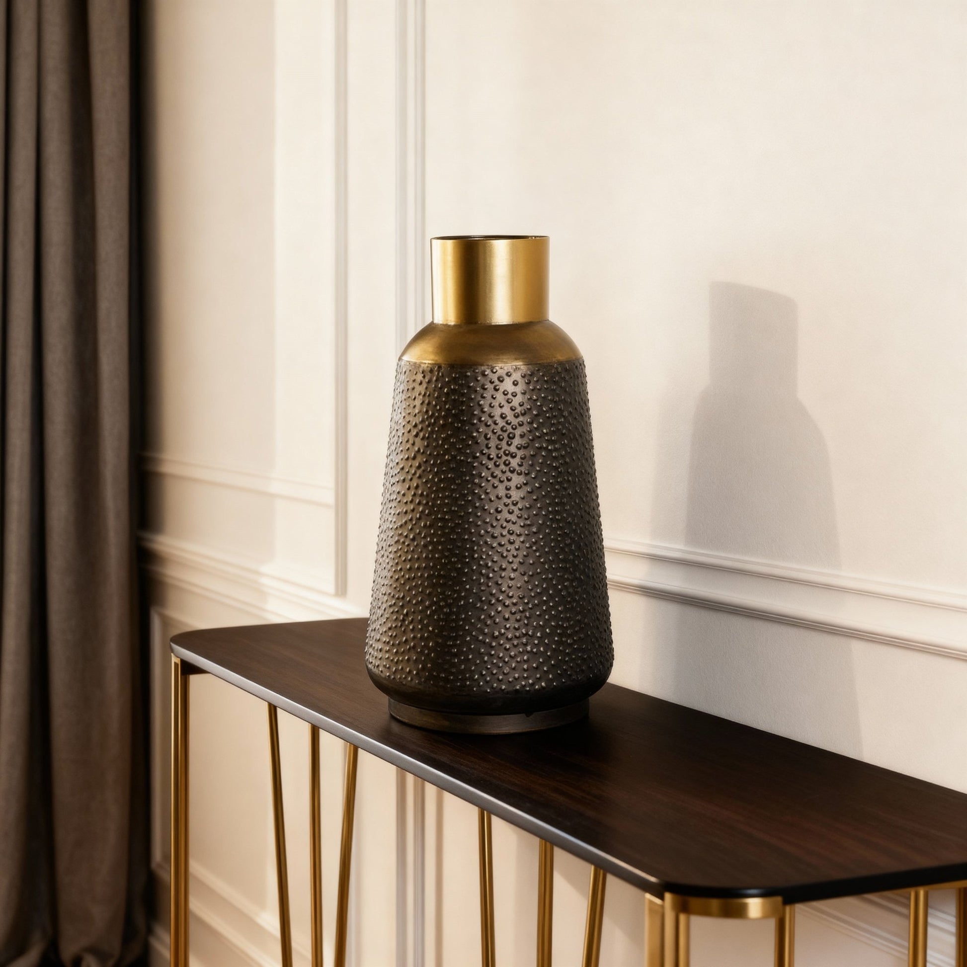 Aluminium Hammered Dark Grey Small Vase - LUXONAS