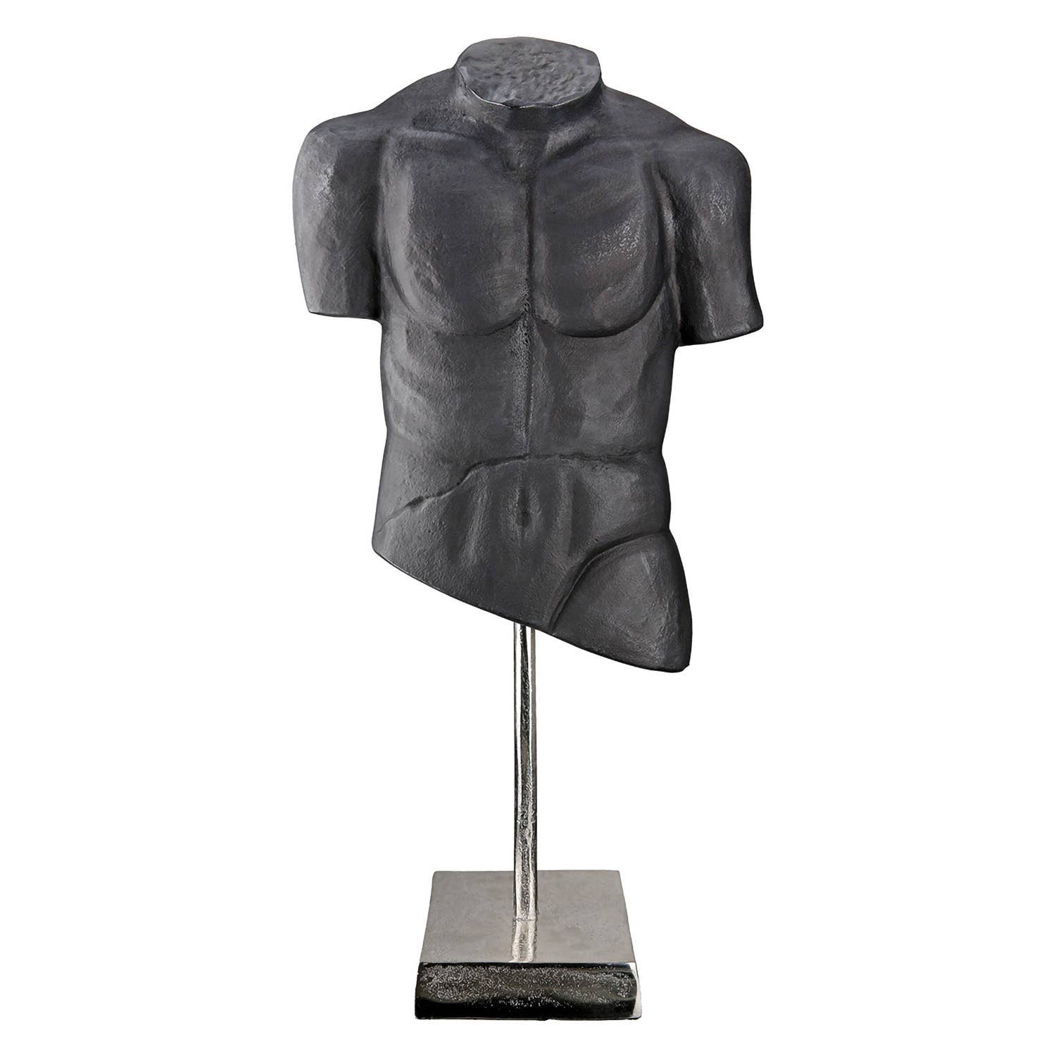 Aluminium Torso Sculpture with Brushed Finish and Silver Accents - LUXONAS HOME
