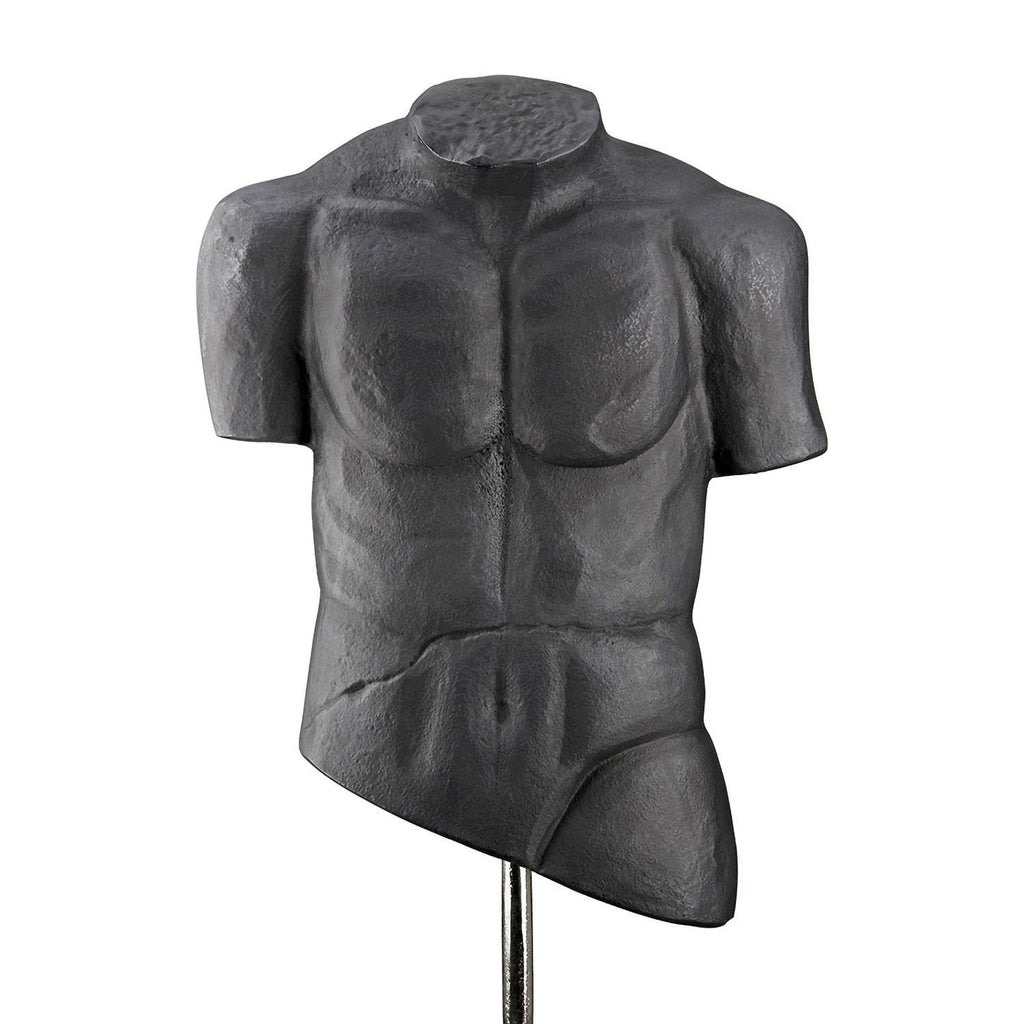 Aluminium Torso Sculpture with Brushed Finish and Silver Accents - LUXONAS HOME
