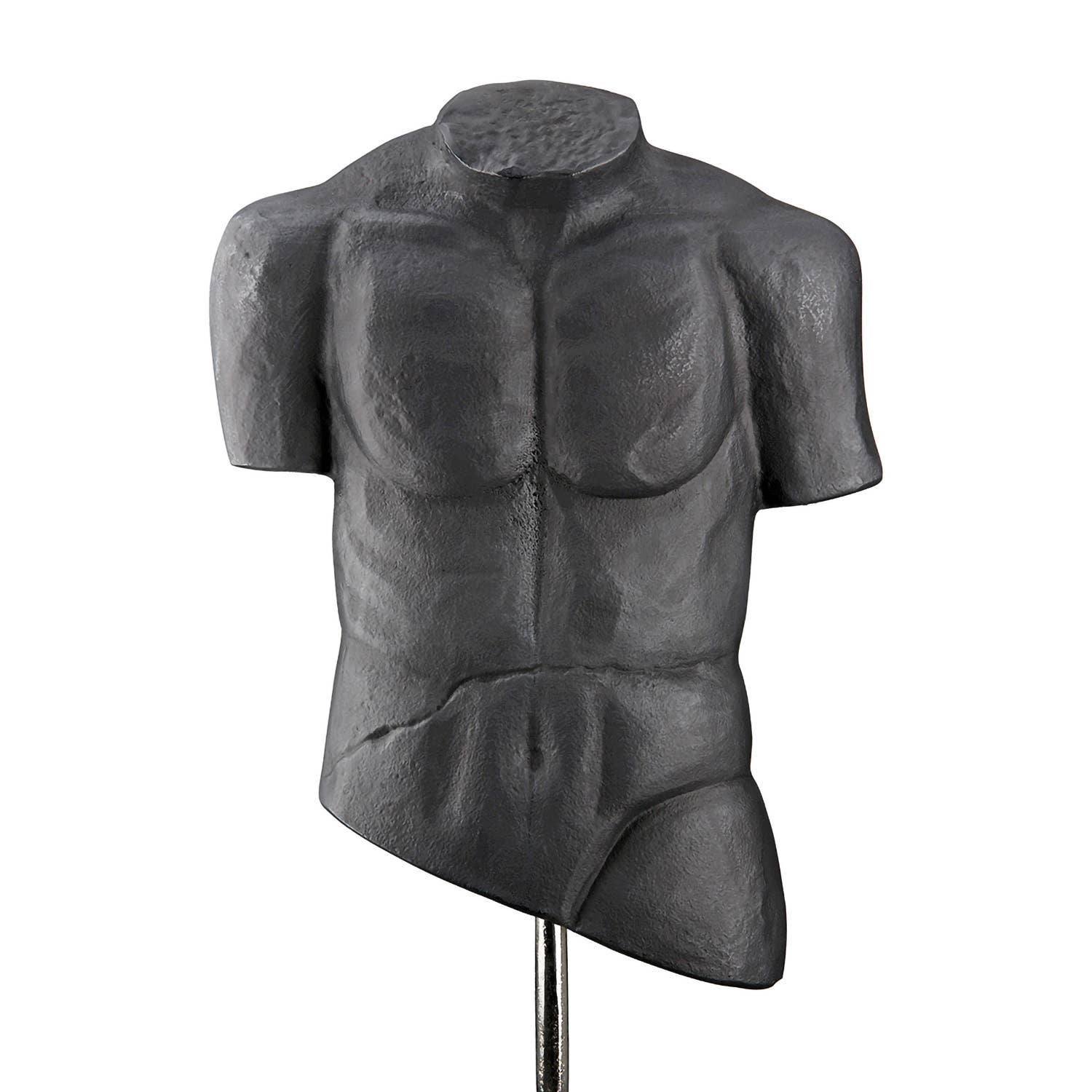 Aluminium Torso Sculpture with Brushed Finish and Silver Accents - LUXONAS HOME