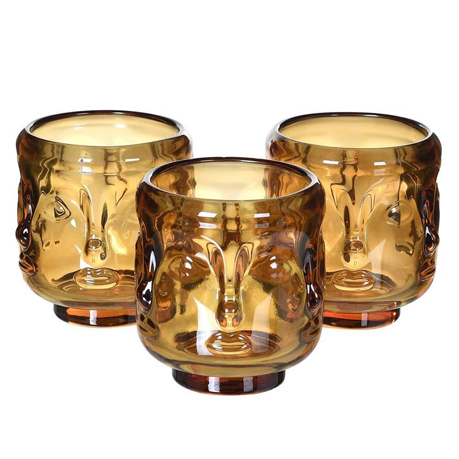 Amber Face Candle Holder