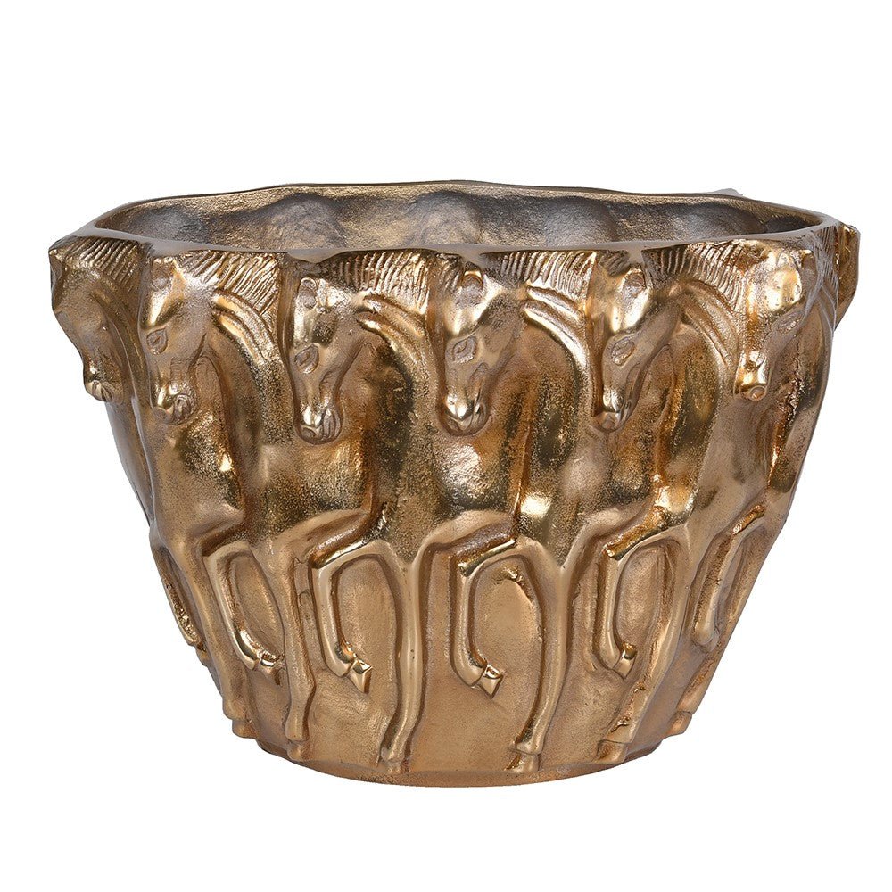Antique Brass Horse Vase - LUXONAS