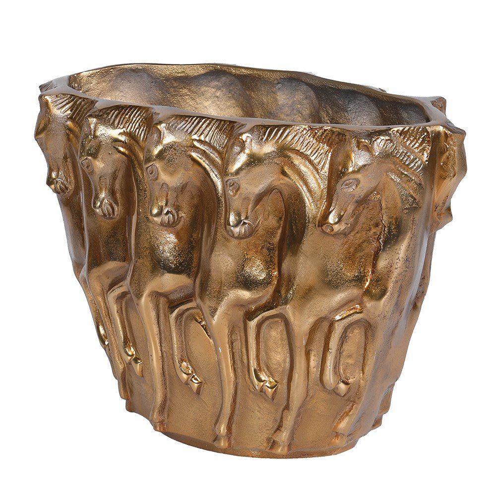 Antique Brass Horse Vase - LUXONAS
