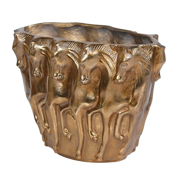 Antique Brass Horse Vase
