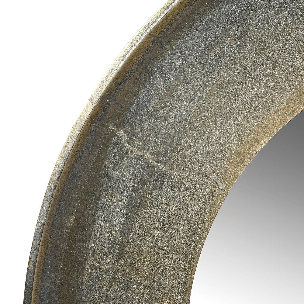 Antique Brass Round Wall Mirror - LUXONAS