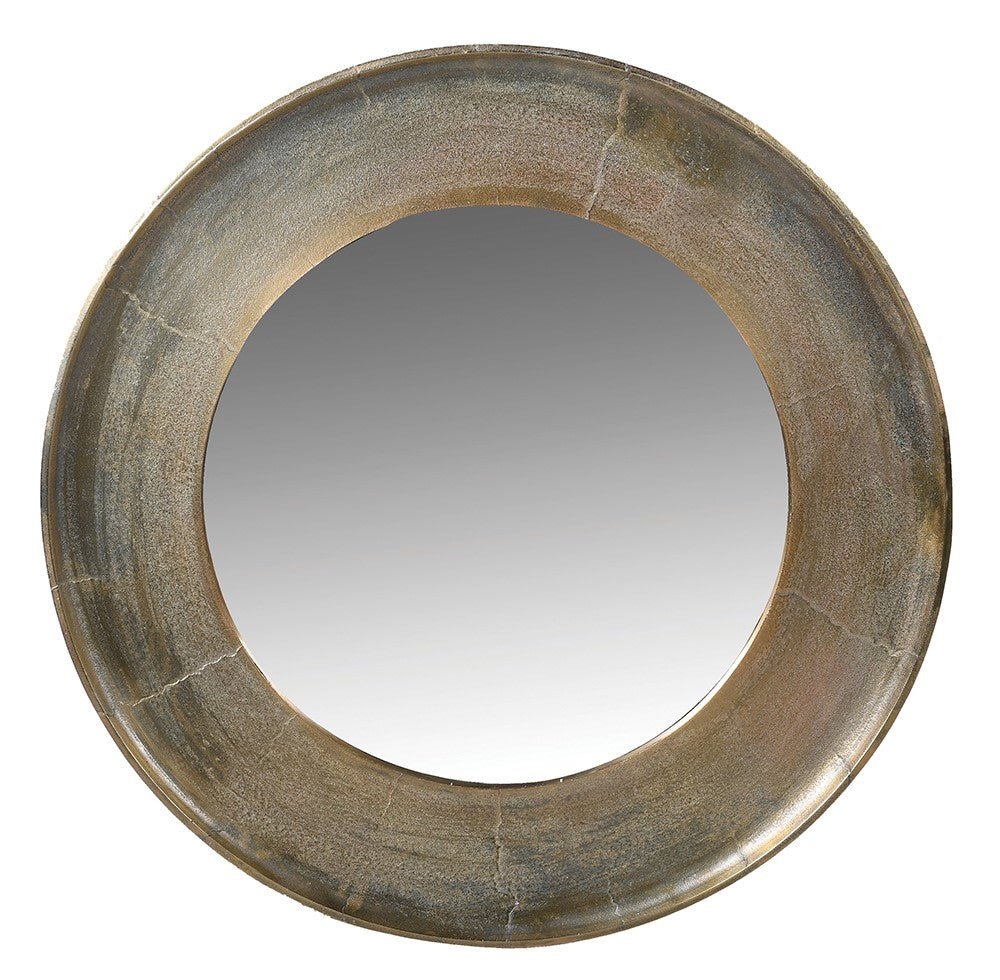 Antique Brass Round Wall Mirror - LUXONAS