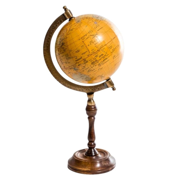 Antique Brown Globe with Wooden Stand