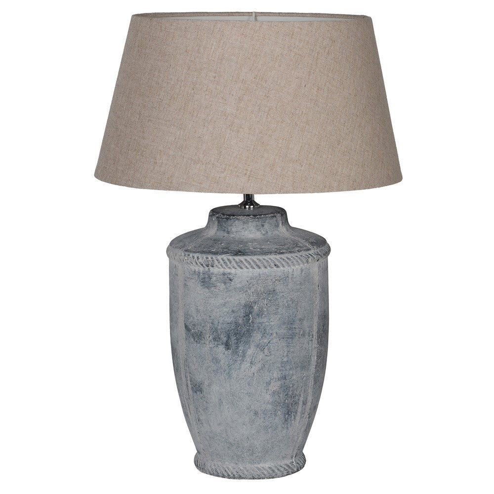 Antique Finish Lamp with Neutral Linen Shade - LUXONAS