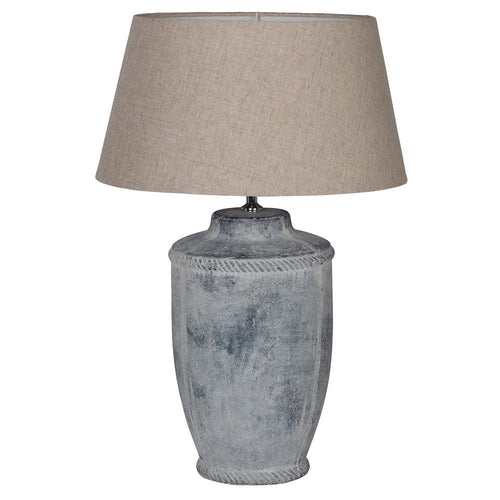 Antique Finish Lamp with Neutral Linen Shade