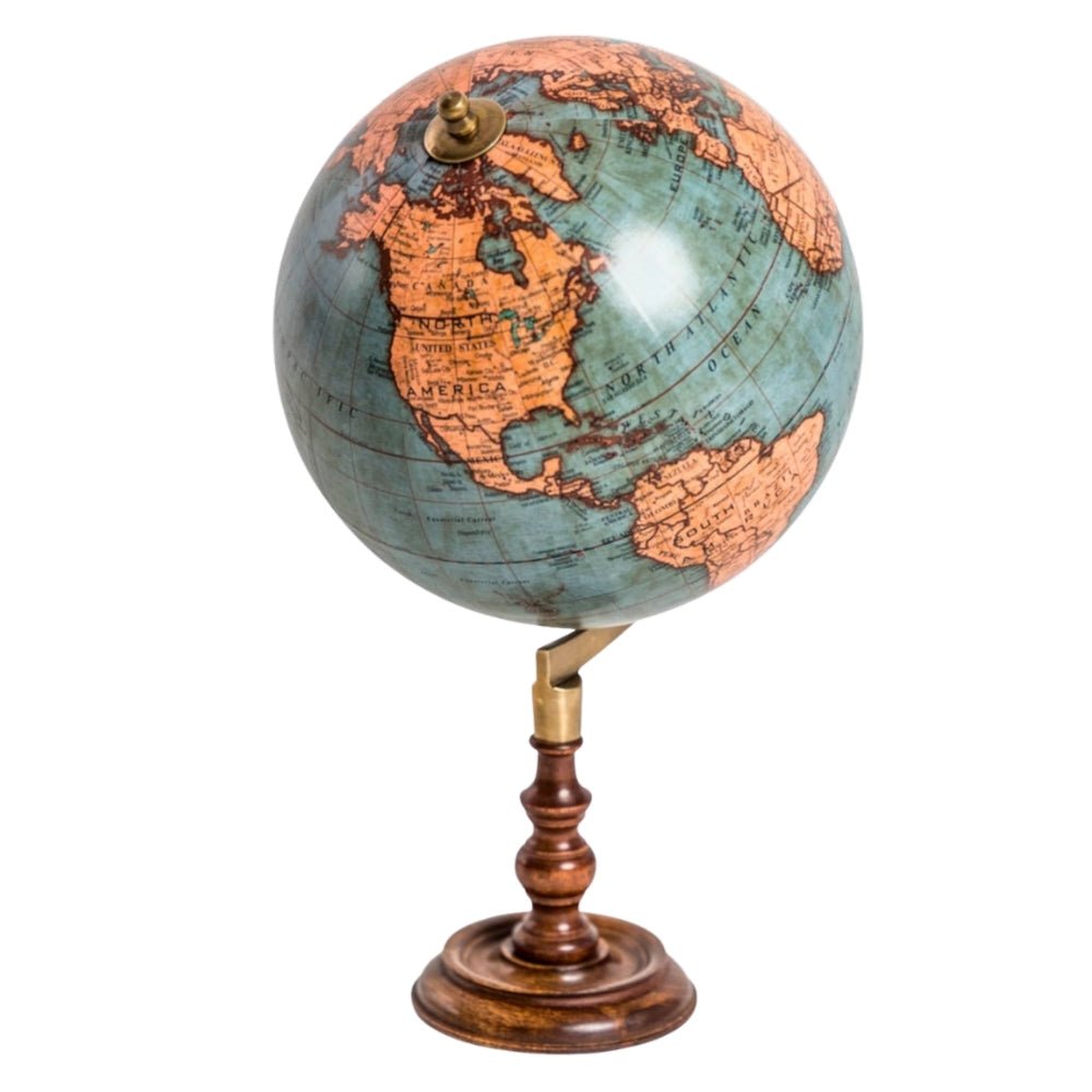 Antique Globe with Wooden Stand