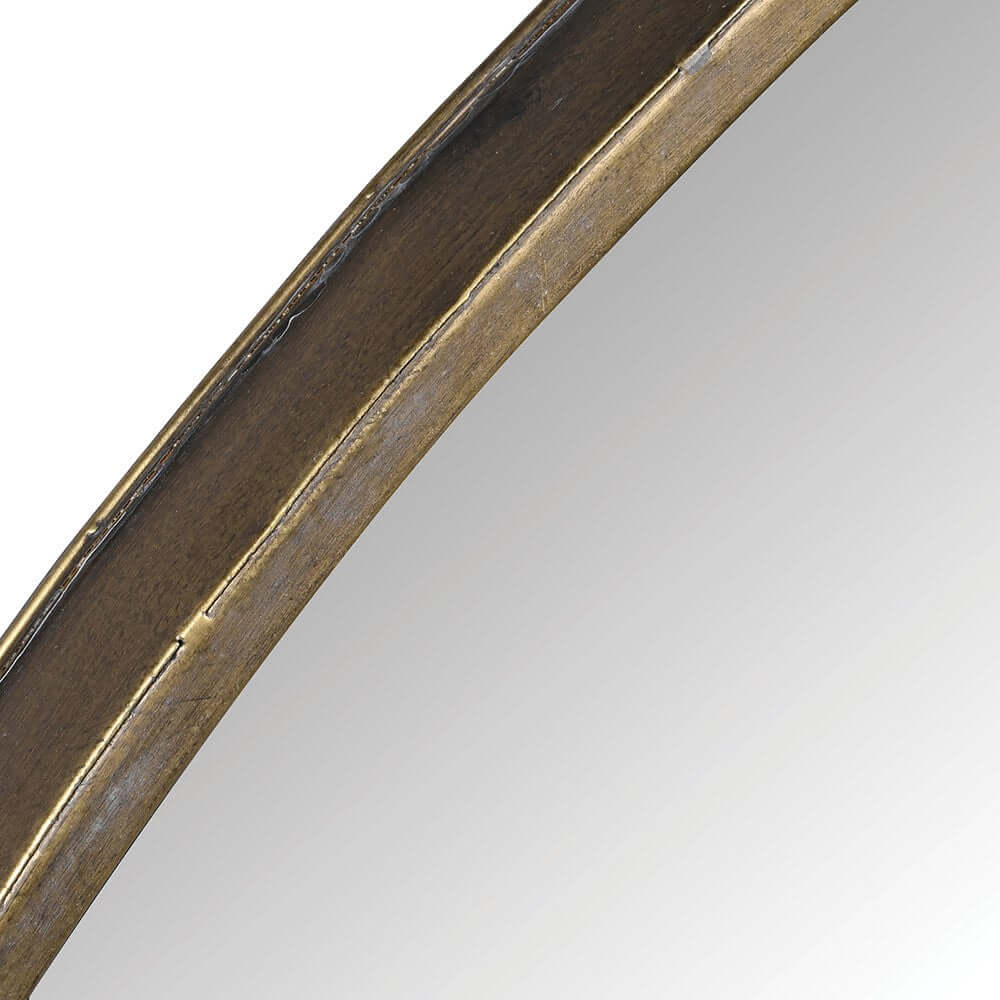 Antique Gold Finish Round Mirror - LUXONAS