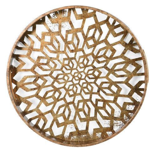 Antique Gold Round Decorative Tray