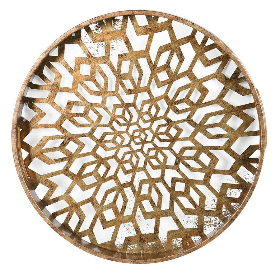 Antique Gold Round Decorative Tray