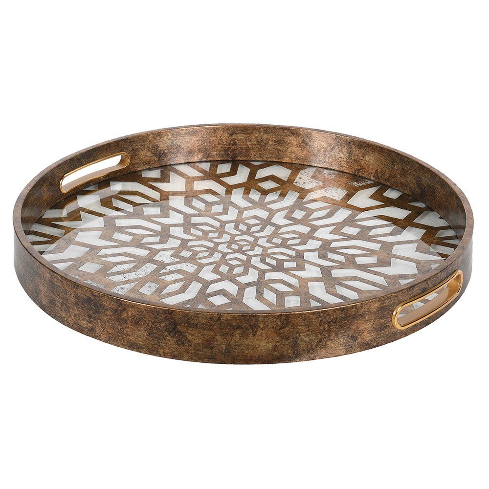 Antique Gold Round Decorative Tray